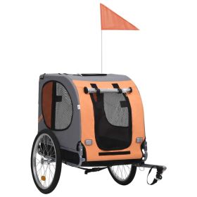 Pet Bike Trailer Orange and Grey Oxford fabric and steel