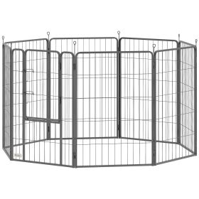 39 Inch Exercise Pen, Heavy Duty Dog Playpen, 8 Panel Metal Pet Fence for Medium and Large Dogs, Black