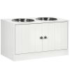 Elevated Dog Bowls for Large Dogs Pet Feeding Station with Stand, Storage, 2 Stainless Steel Food and Water Bowls, White, 23.6" x 11.8" x 14"
