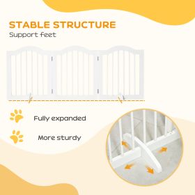 24"H Foldable Dog Gate, 3 Panels Freestanding Pet Gate Barriers Indoor with Support Feet, Puppy Fence for Small Dogs, White